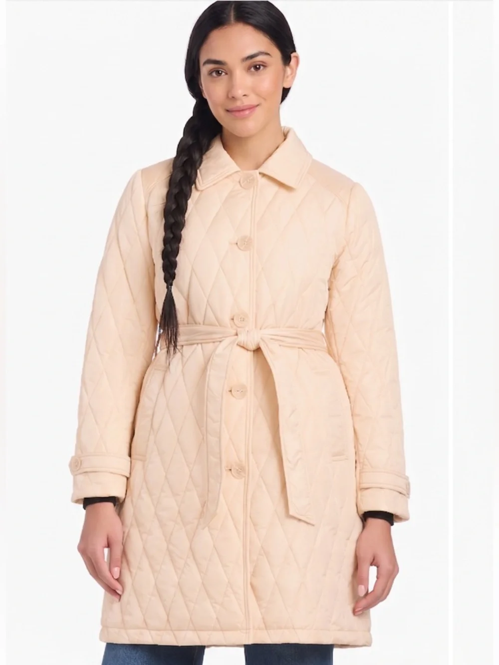 Kate Spade ♠️ Quilted Belted Jacket Puffer Coat - Sparkling Champagne NWT